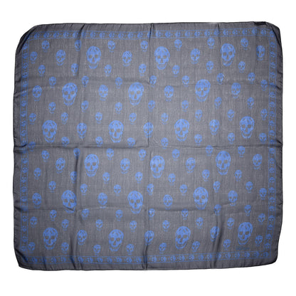 Alexander McQueen Silk Chiffon Skull Scarf Blue 3 of 8