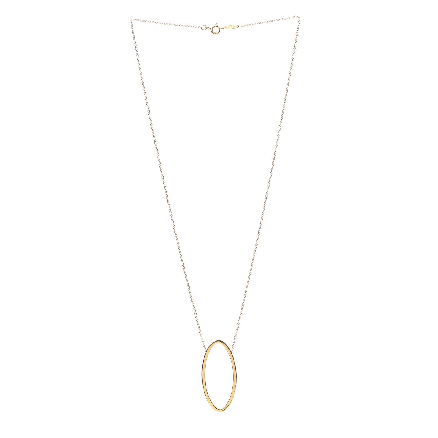 Tiffany 18K Yellow Gold Metro Oval Pendant Necklace 3 of 5