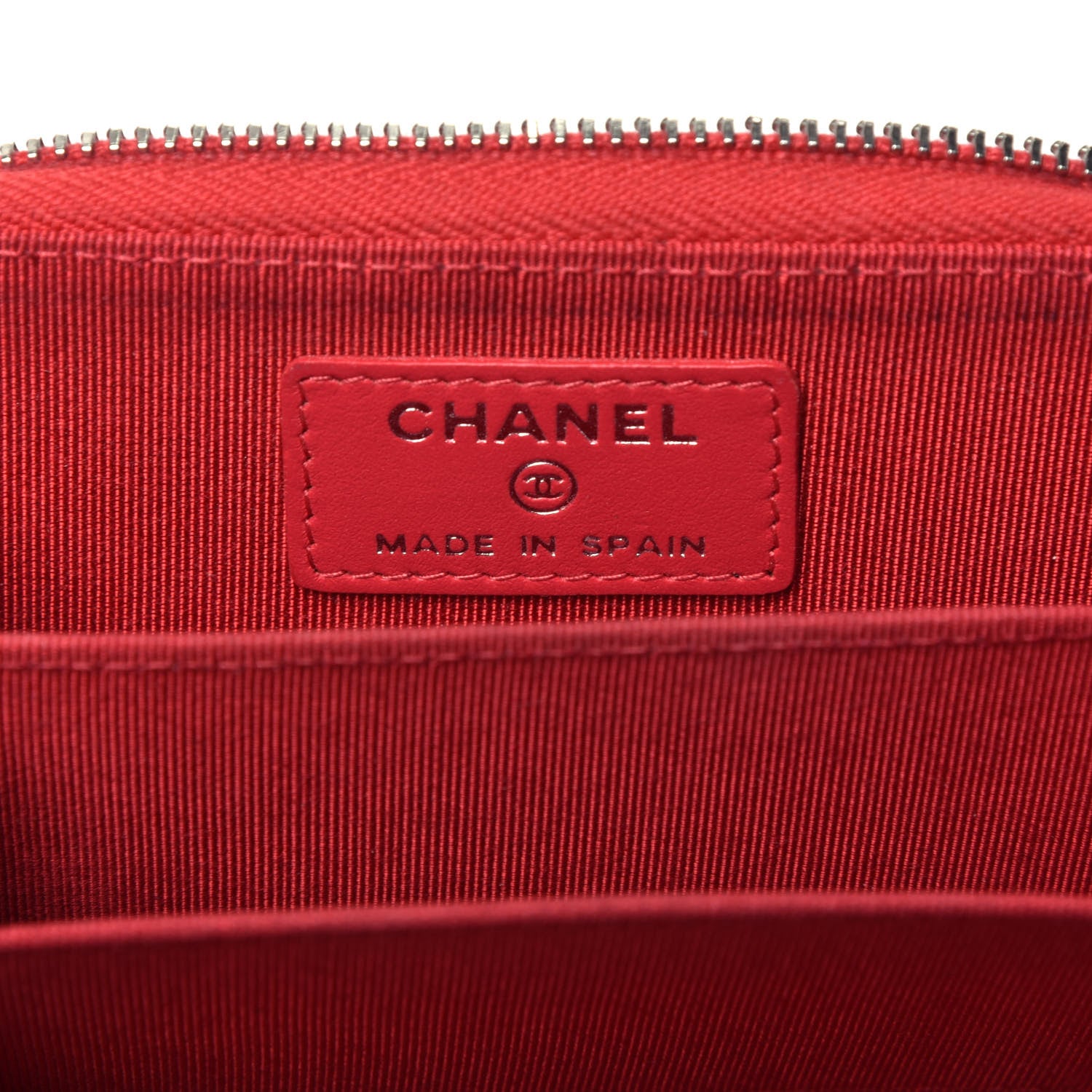 Chanel Caviar Chevron Quilted Zip Around Coin Purse Red 6 of 8