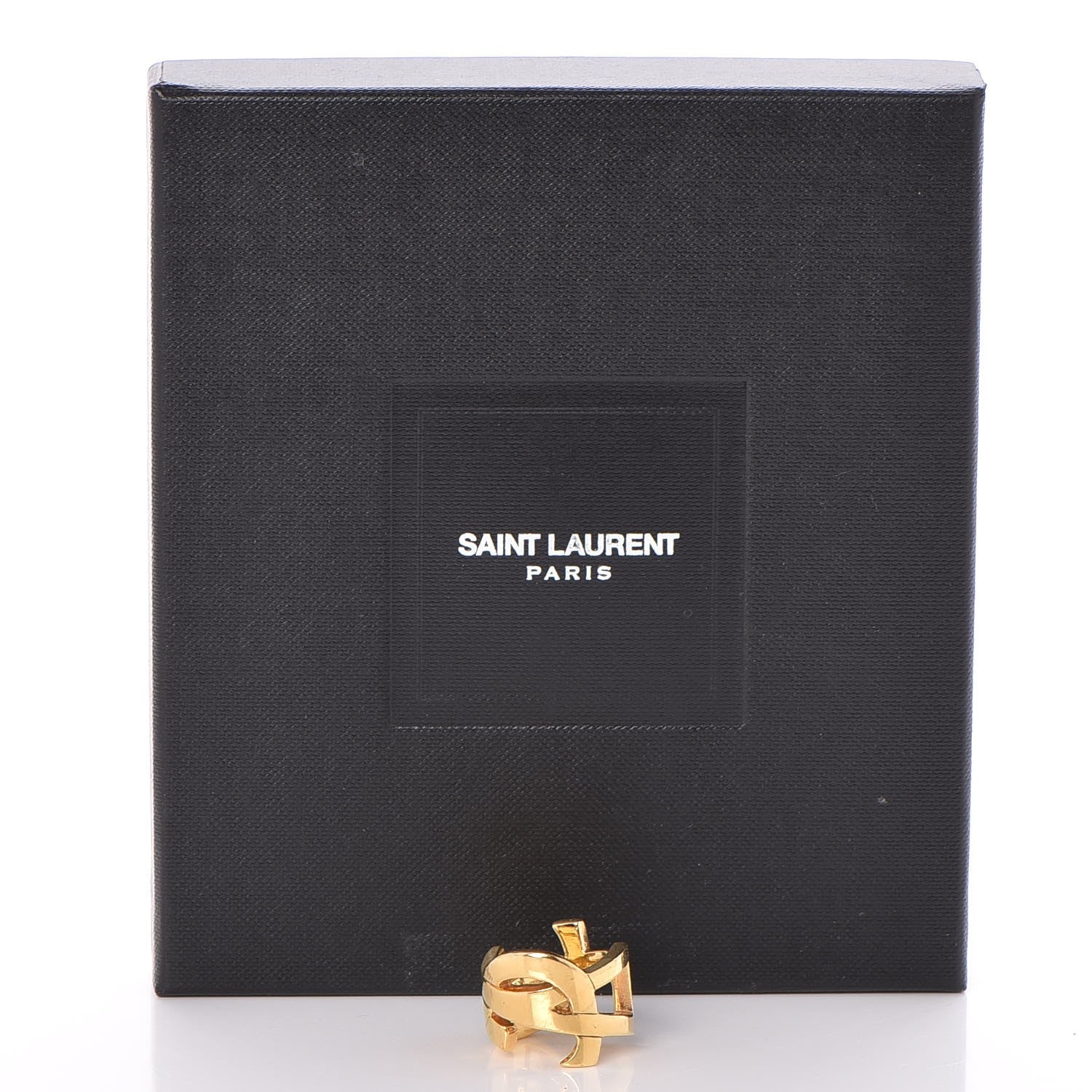 Saint Laurent Brass Monogram Cassandre Ring 5 Gold 5 of 5