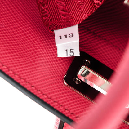 Prada Saffiano Cuir Twin Tote Peonia 7 of 10