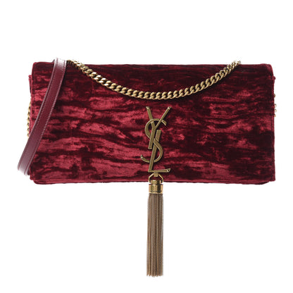 Saint Laurent Velvet Monogram Tassel Kate 99 Red 1 of 11