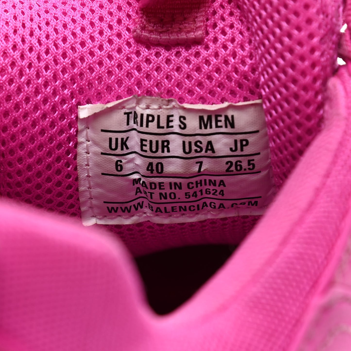 Fabric Mesh Clear Sole Fluo Womens Triple S Sneakers 40 Pink