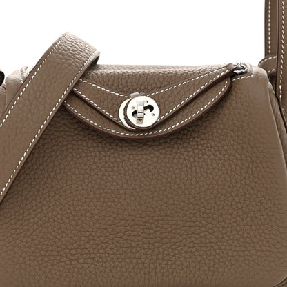 Hermes Taurillon Clemence Mini Lindy 20 Etoupe 8 of 10