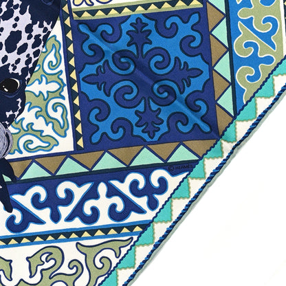 Hermes Silk Appaloosa Des Steppes Pocket Square 4 of 4