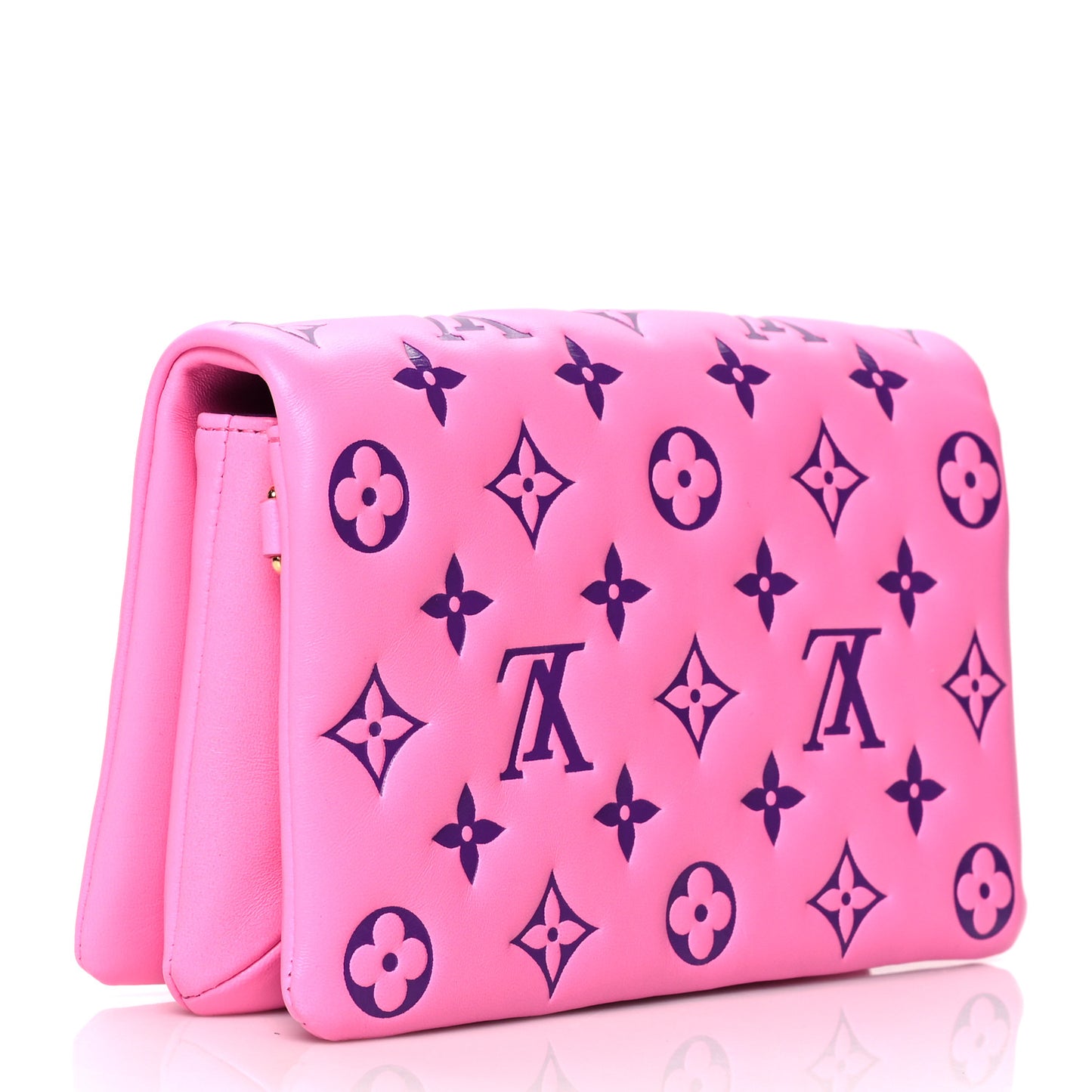 Lambskin Embossed Monogram Vuittamins Pochette Coussin Rose Violet
