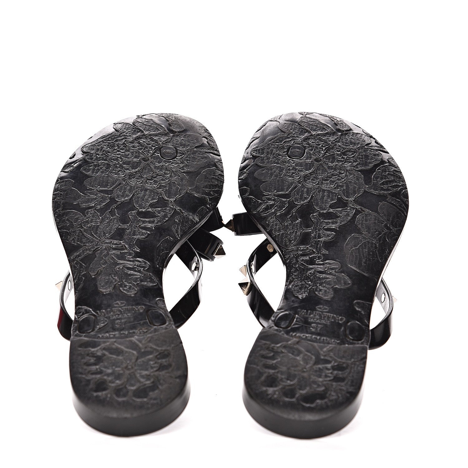 Valentino Garavani PVC Jelly Rockstud Bow Thong Sandals 37 Black 5 of 11
