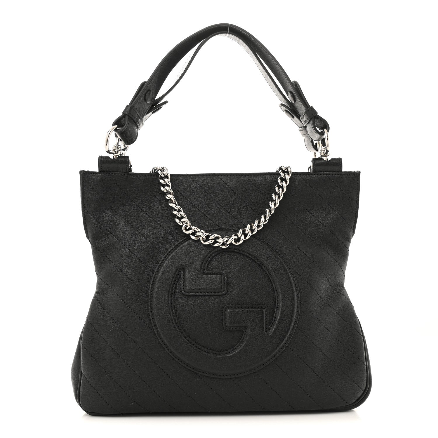 Gucci Sakai Be Green Calfskin Diagonal Stitched Small Blondie Tote Black 1 of 11