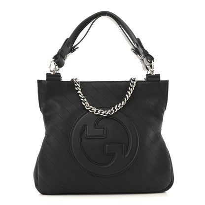 Gucci Sakai Be Green Calfskin Diagonal Stitched Small Blondie Tote Black 1 of 11