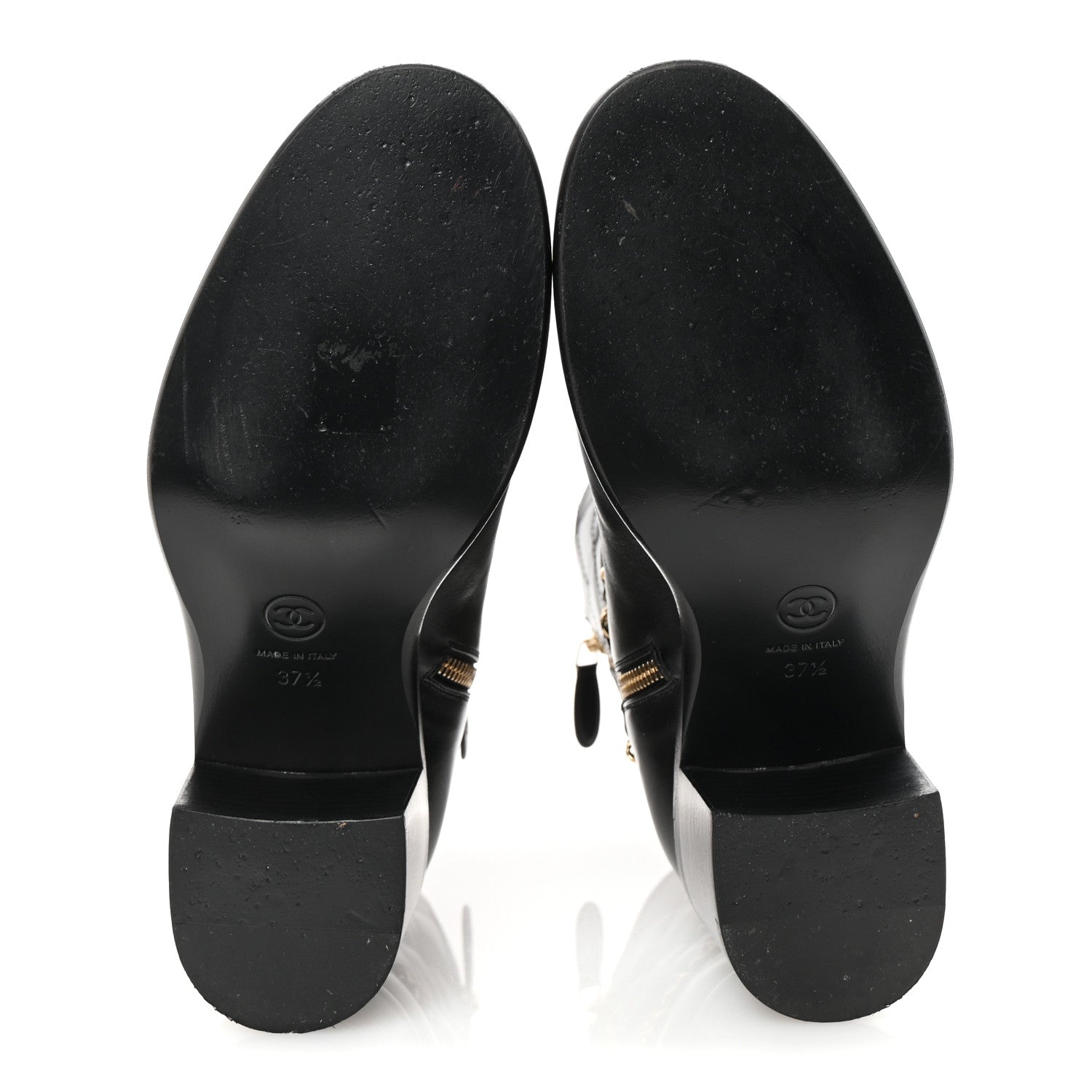 Chanel Calfskin Chain CC Cap Toe Short Boots 37.5 Black 6 of 10