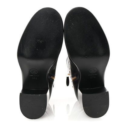 Chanel Calfskin Chain CC Cap Toe Short Boots 37.5 Black 6 of 10