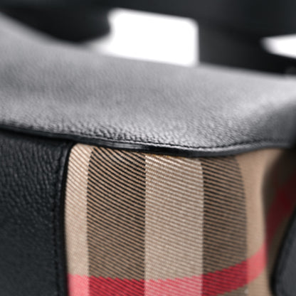 Burberry Soft Grain Calfskin House Check Small Helmsley Crossbody Black 13 of 17