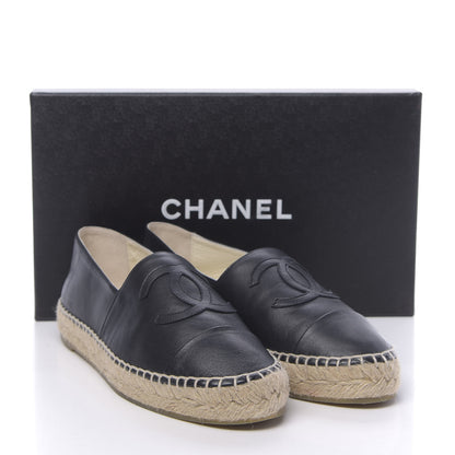 Chanel Lambskin CC Espadrilles 37 Black 10 of 10