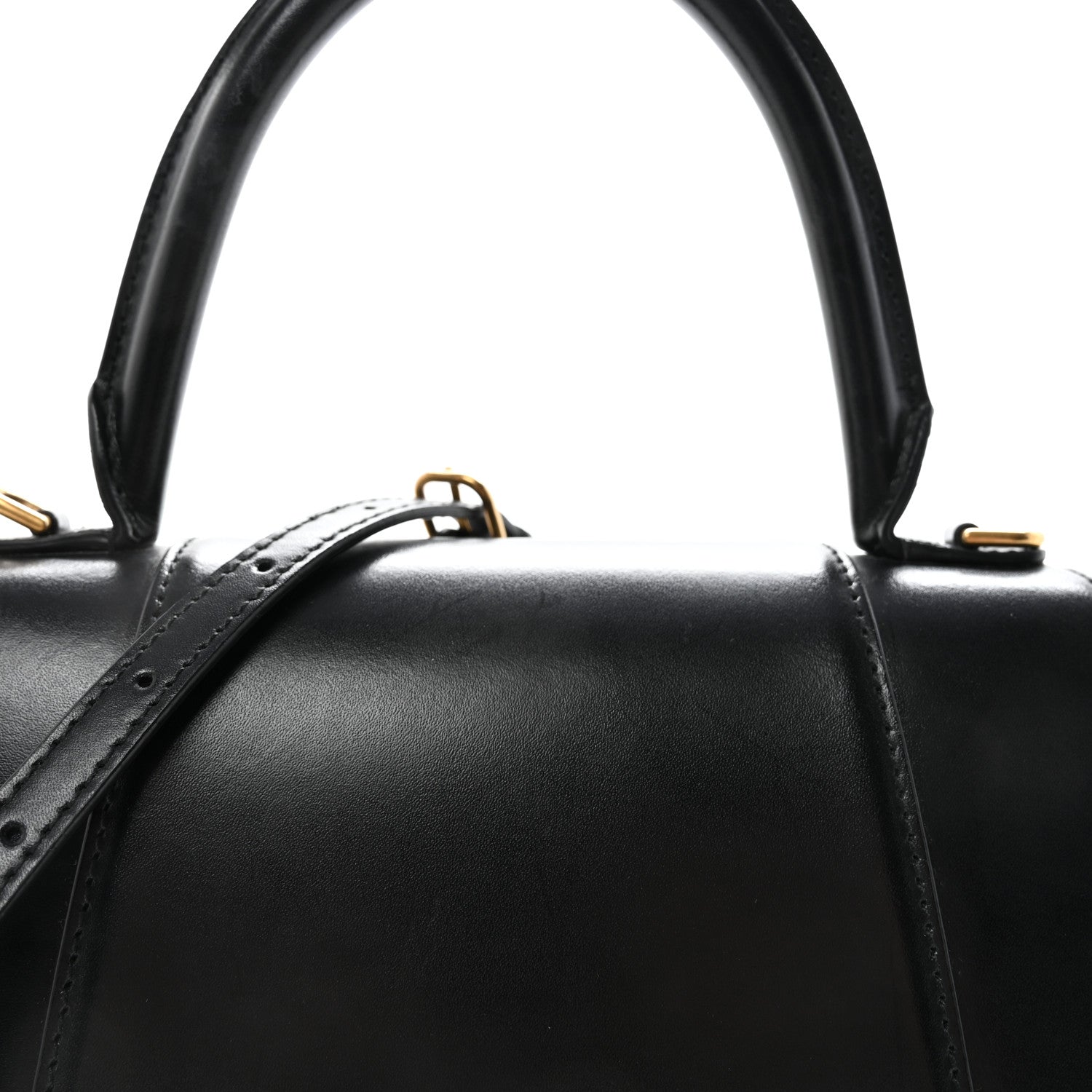 Balenciaga Shiny Box Calfskin Small Hourglass Top Handle Bag Black 7 of 9