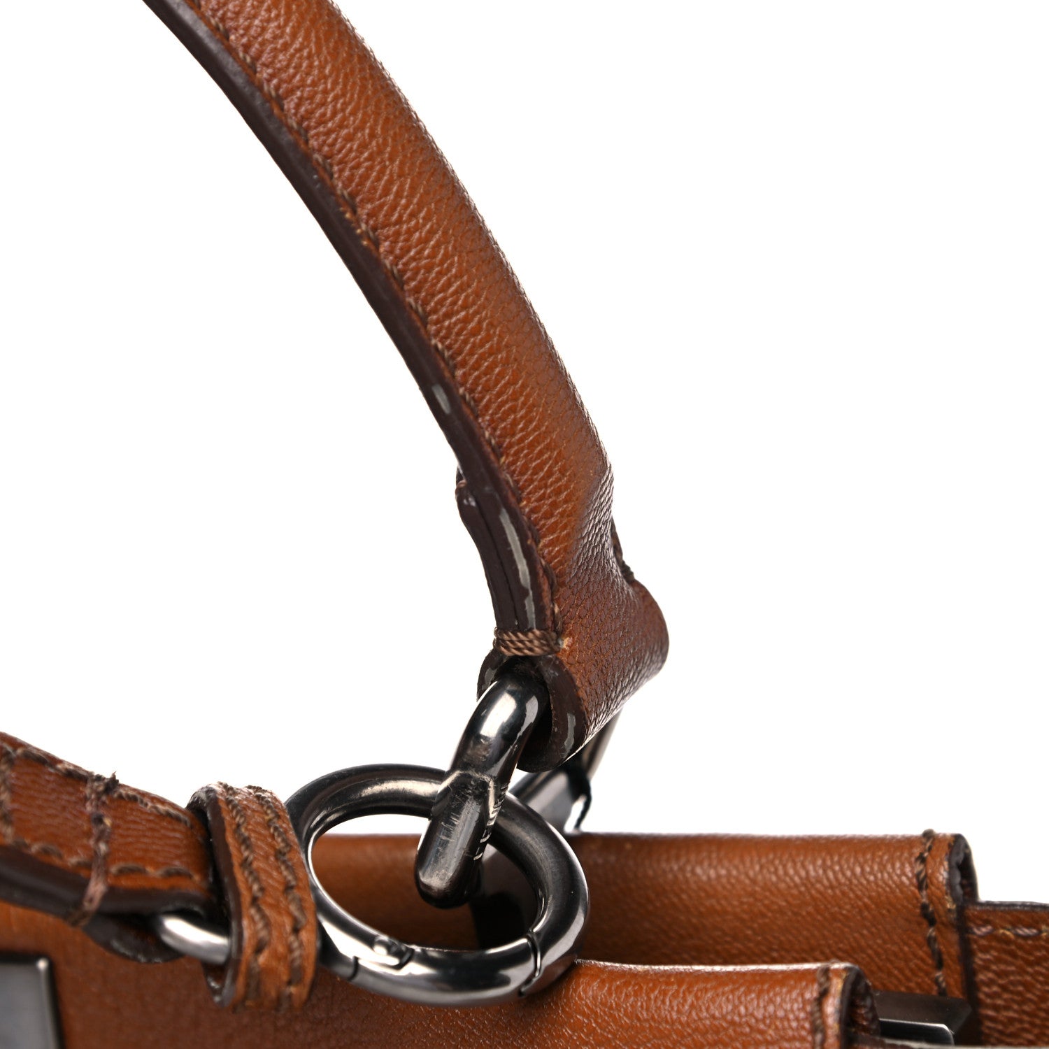Fendi Goatskin Snakeskin Medium Peekaboo Iconic Satchel Brown 10 of 14