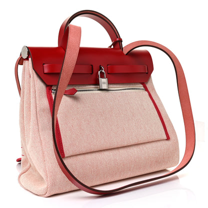 Hermes Vache Hunter Toile Pegase Pop Herbag Zip Retourne 31 PM Rouge Piment 4 of 9