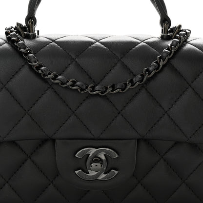 Chanel Lambskin Quilted Mini Top Handle Rectangular Flap So Black 8 of 10