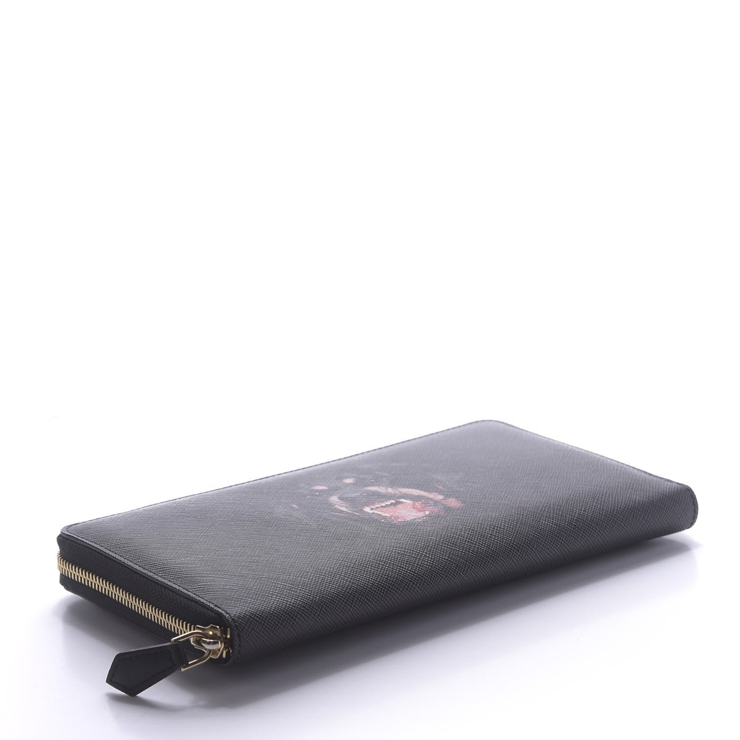 Textured Coated Canvas Rottweiler Print Zip Around Wallet Black