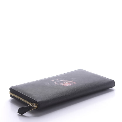Givenchy Textured Coated Canvas Rottweiler Print Zip Around Wallet Black 3 of 12