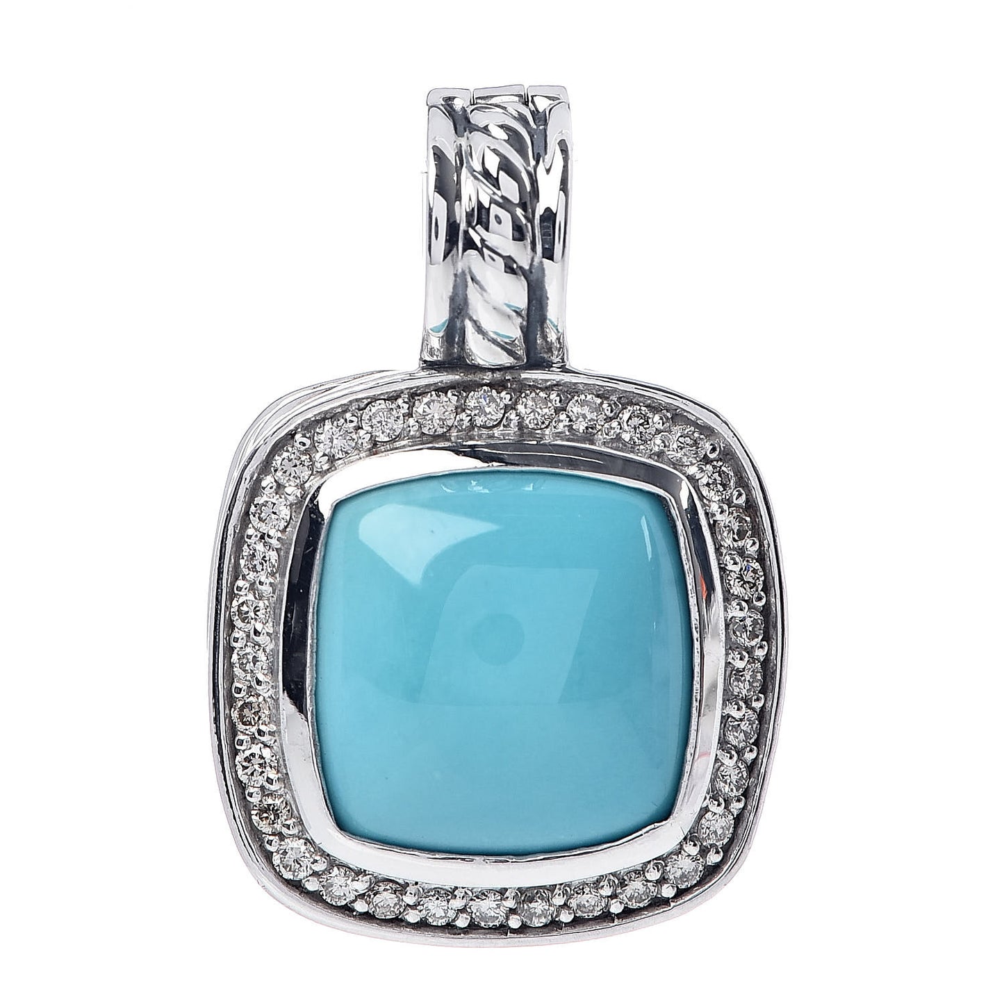 Sterling Silver Diamond Turquoise 11mm Albion Enhancer Pendant