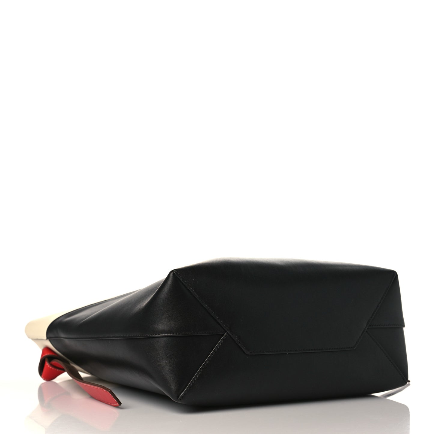 Shiny Smooth Calfskin Twisted Cabas Ivory Black