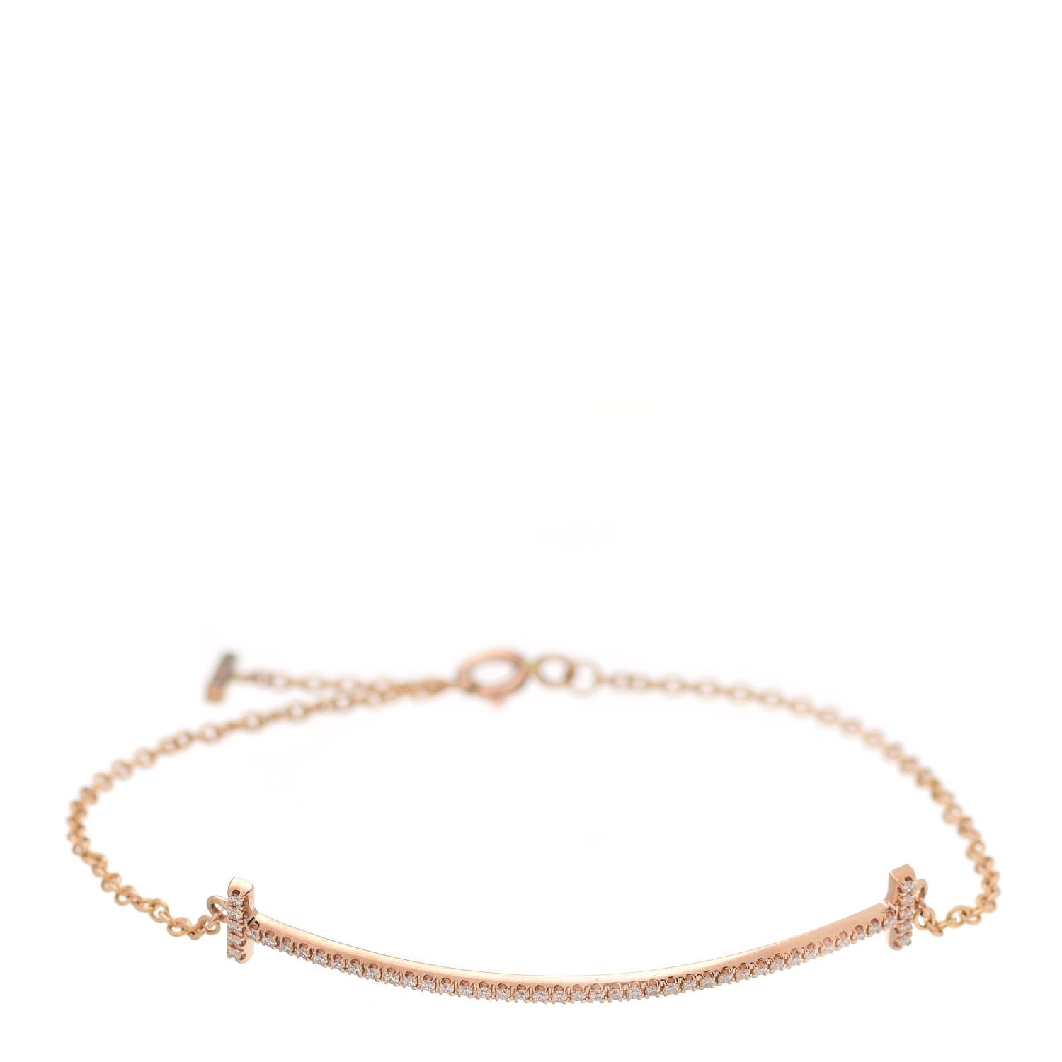 Tiffany 18K Rose Gold Diamond T Smile Bracelet 1 of 7