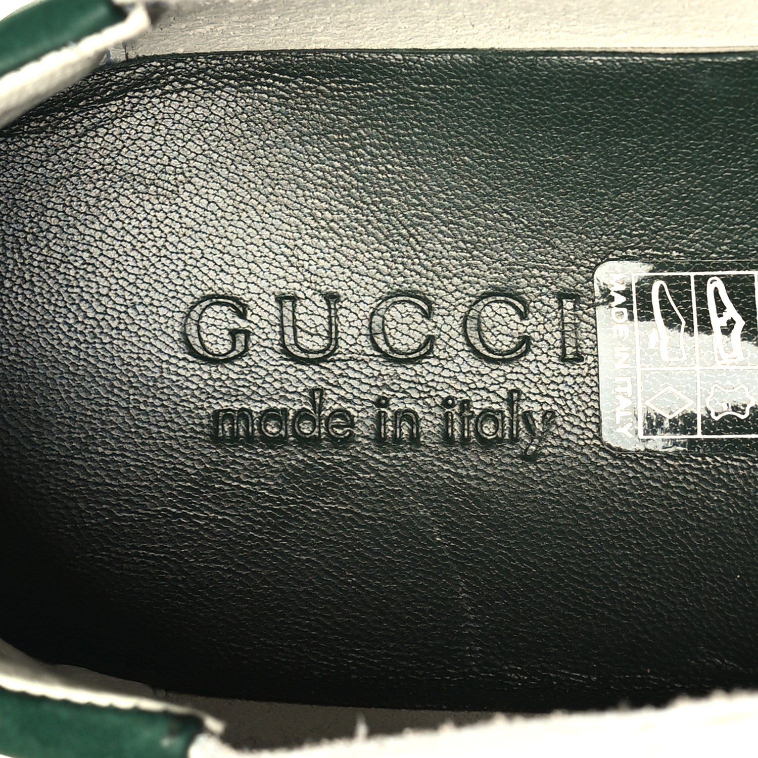 Gucci Nappa Suede Mens Low Top Sneakers 8 White Green 6 of 7