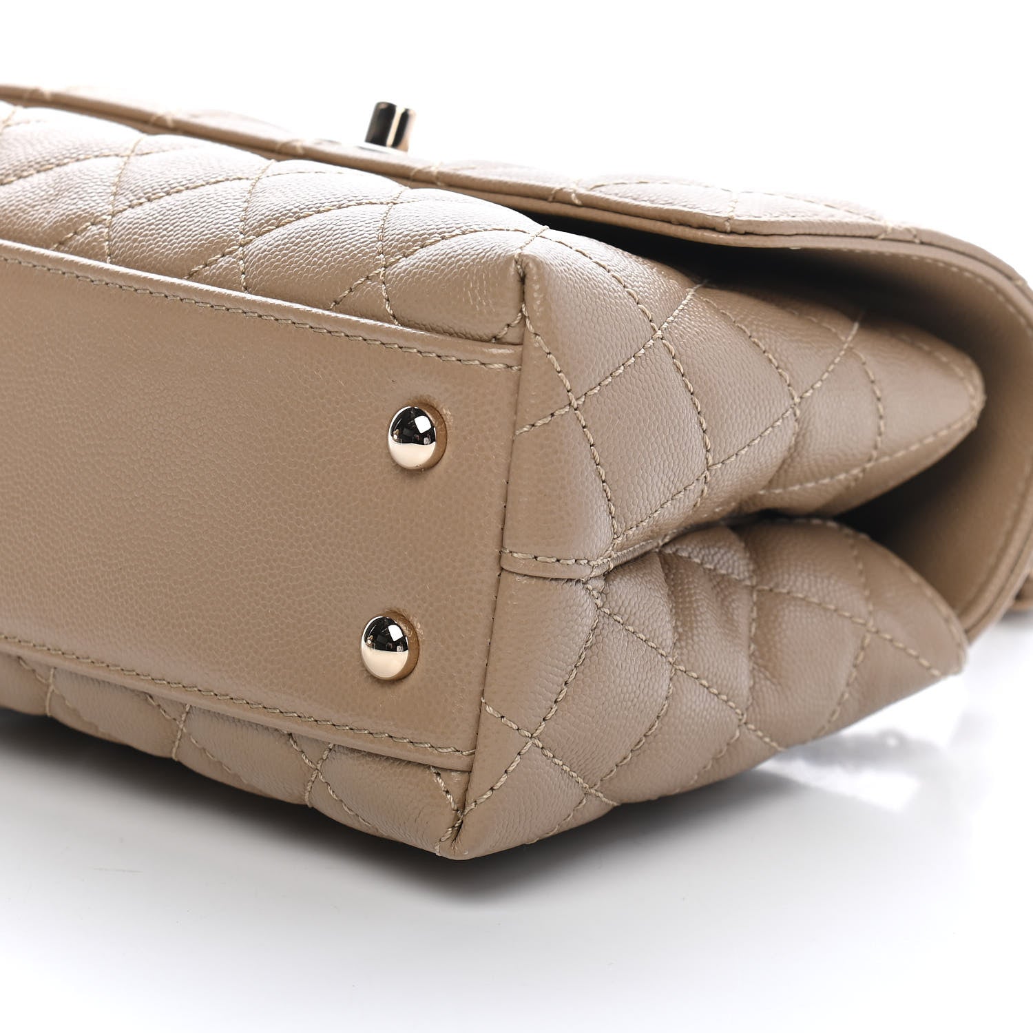 Chanel Caviar Lizard Embossed Quilted Mini Coco Handle Flap Dark Beige 8 of 8