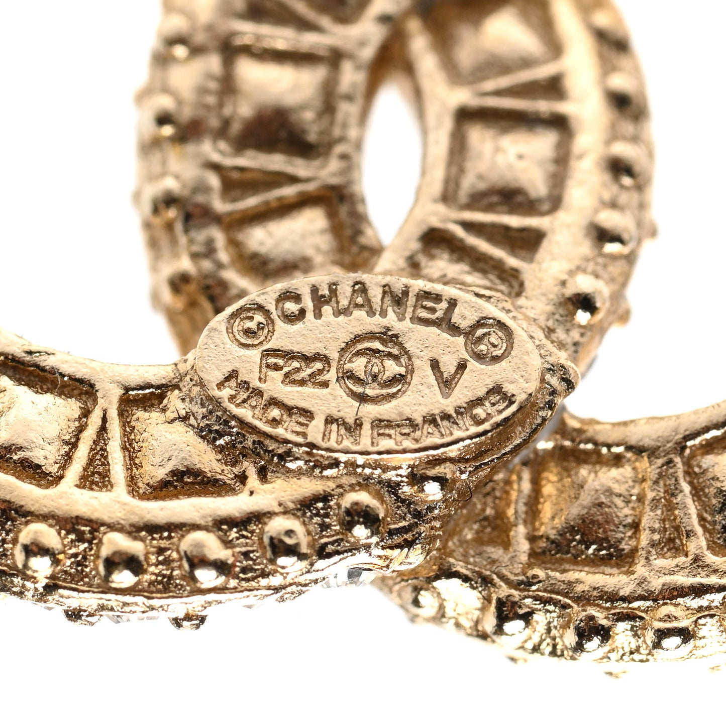 Crystal Timeless CC Earrings Light Gold