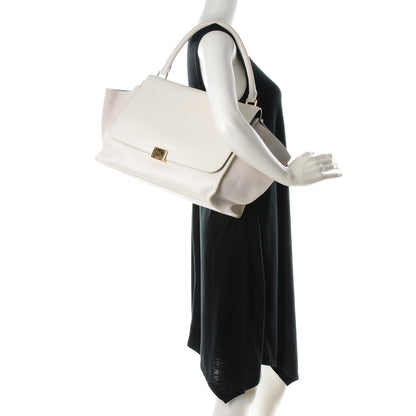 Celine Smooth Calfskin Suede Large Trapeze White 2 of 8