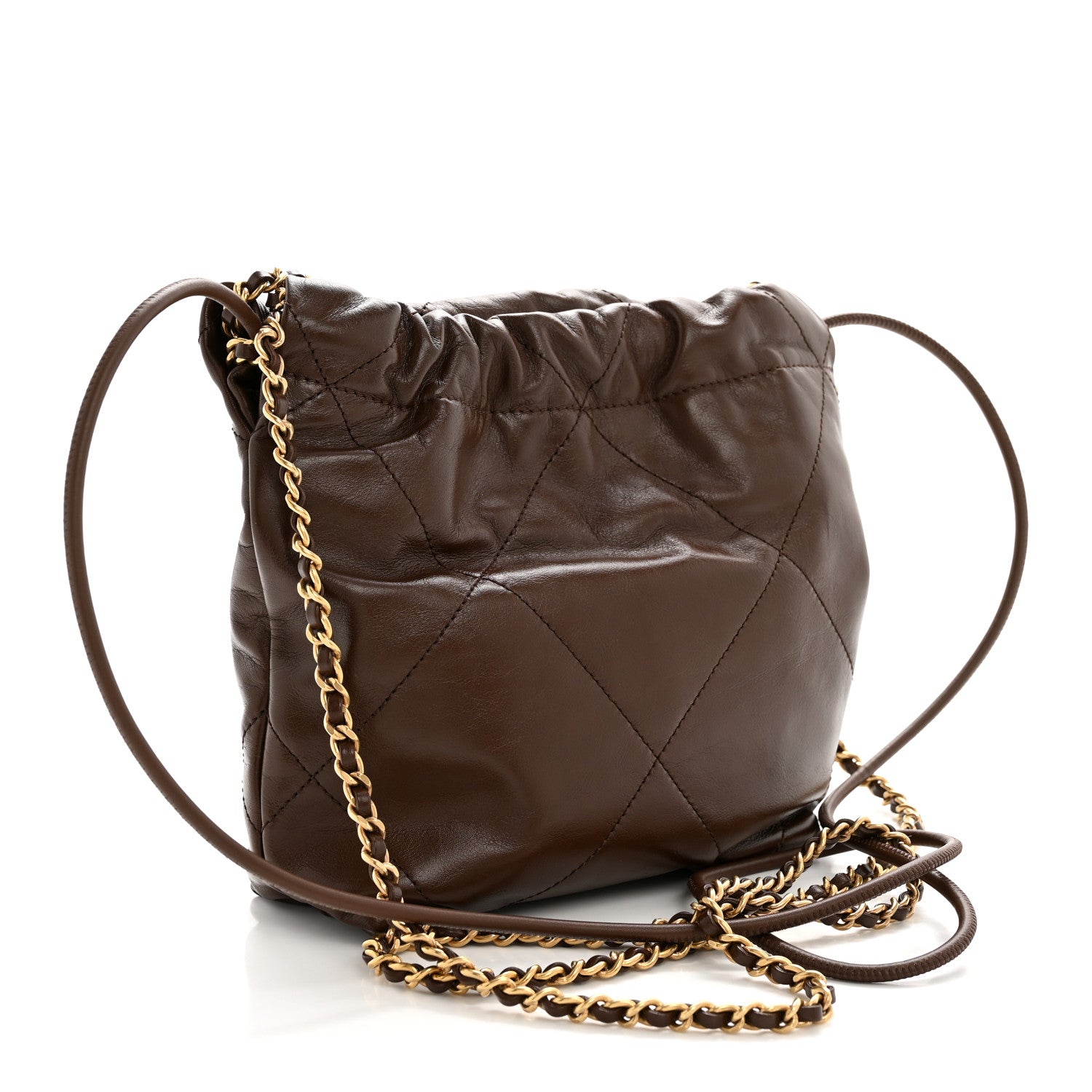 Chanel Shiny Calfskin Quilted Mini Chanel 22 Brown 1842057