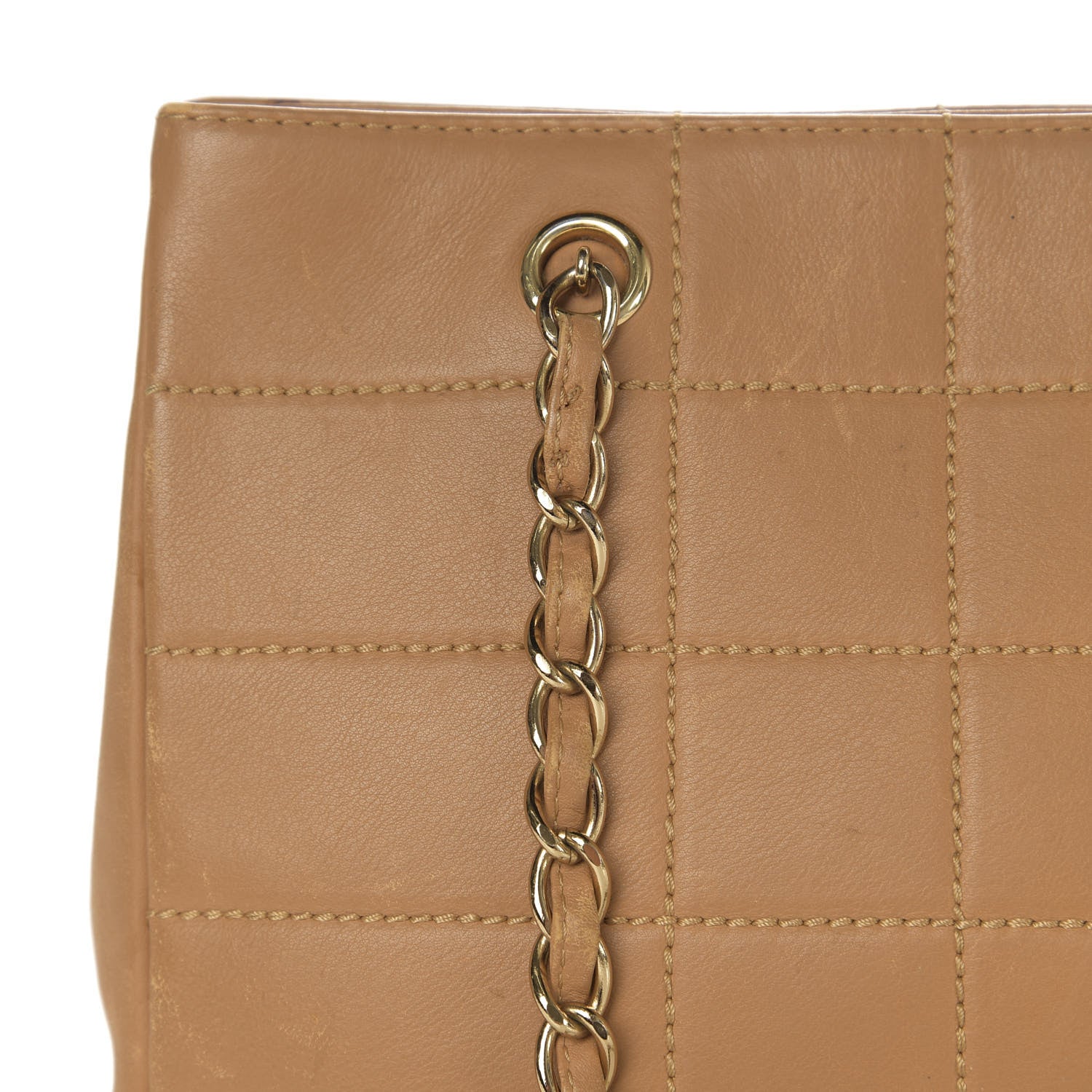 Chanel Calfskin Stitched Chocolate Bar Shopping Tote Beige 13 of 20