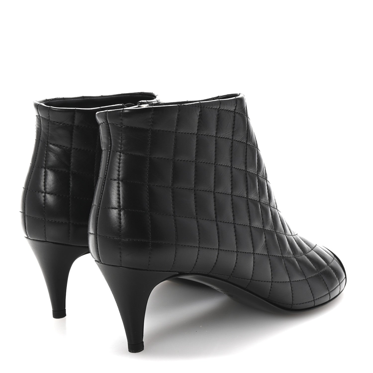 Chanel Calfskin Quilted Cap Toe Short Boots 40 Black 5 of 10