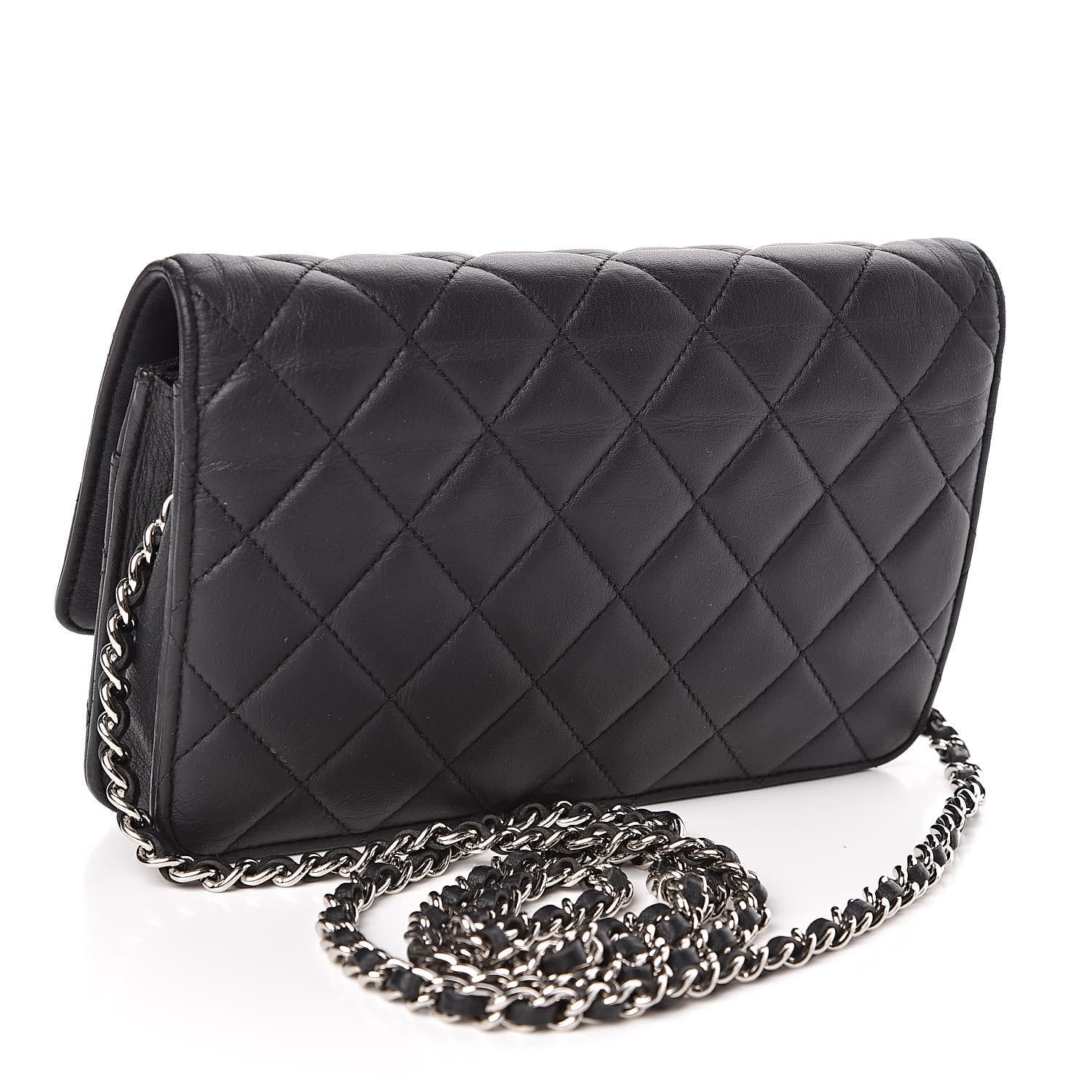 Chanel Calfskin Quilted Wallet On Chain WOC So Black 3 of 12