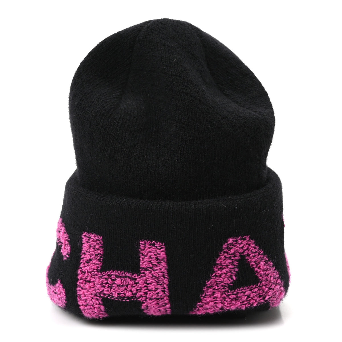 Cashmere Logo Beanie Hat Black Fuchsia