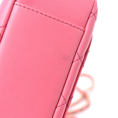 Chanel Lambskin Quilted CC Pearl Crush Camera Case Pink 10 of 10