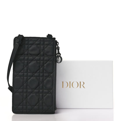 Christian Dior Ultra Matte Calfskin Lady Dior Long Wallet With Strap Black 10 of 10