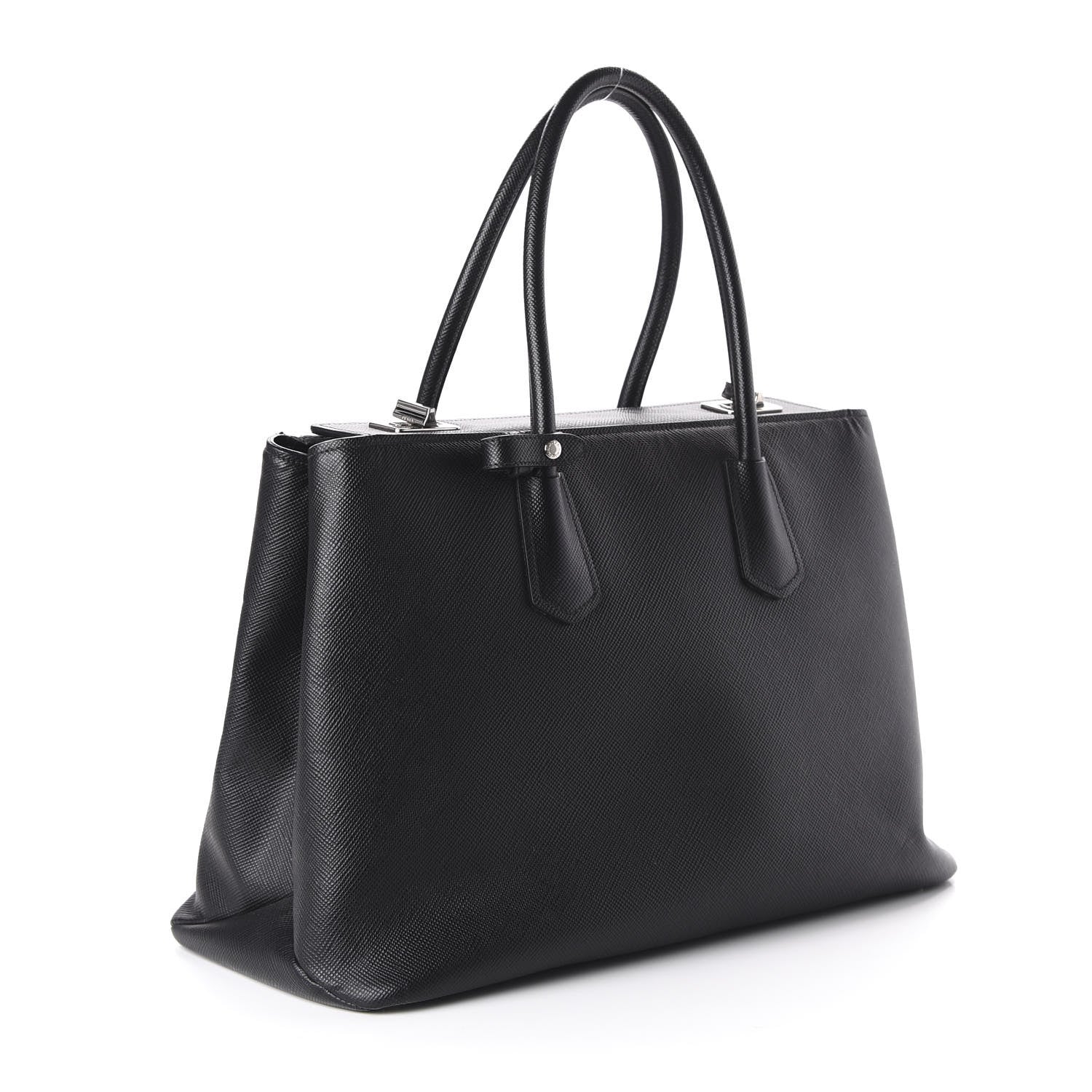 Prada Saffiano Cuir Twin Tote Black 3 of 9