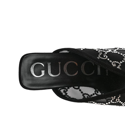 Gucci Tela Retino Kid Scamosciato Crystal GG Monogram Square G 95mm Slide Sandals 36.5 Black 7 of 8