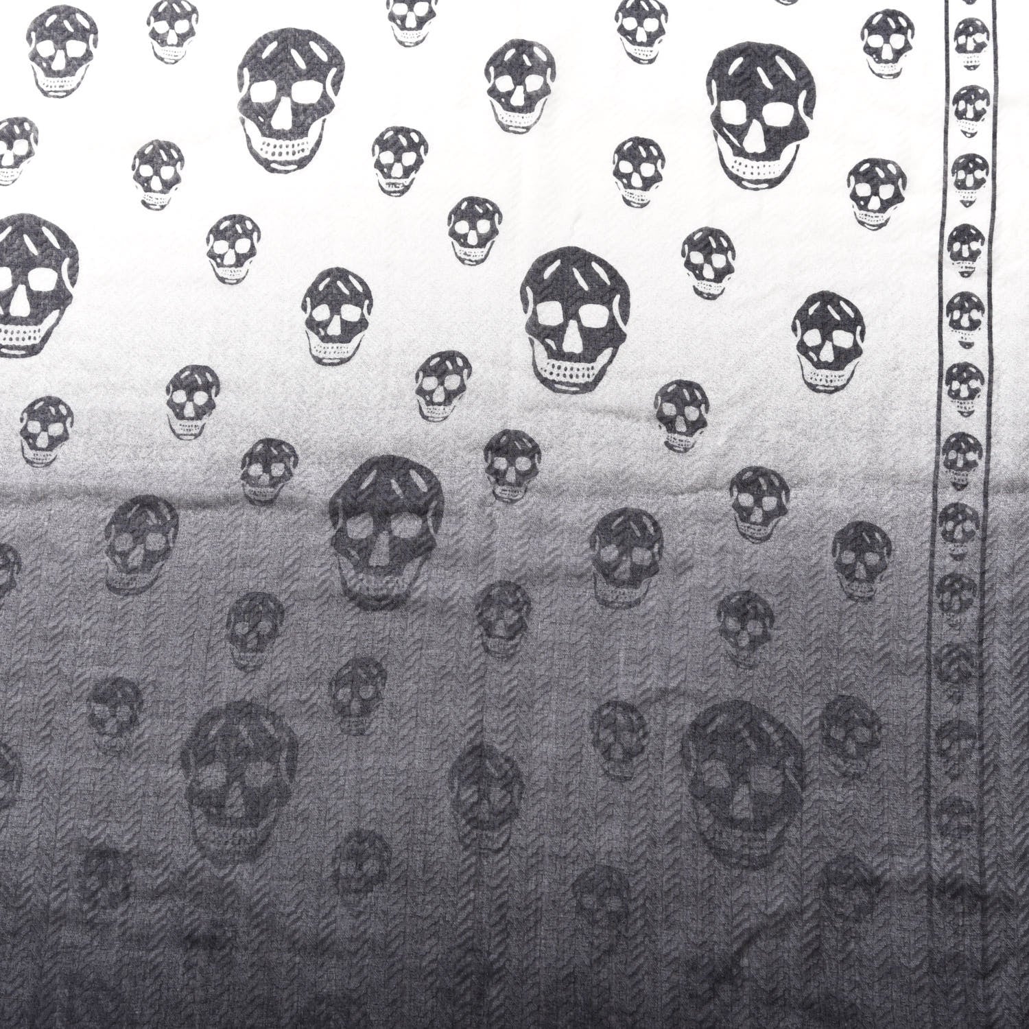Alexander McQueen Azlon Modal Ombre Herringbone Skull Scarf Ivory Grey 2 of 2