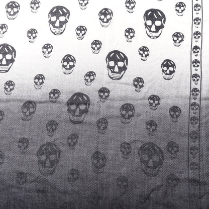 Alexander McQueen Azlon Modal Ombre Herringbone Skull Scarf Ivory Grey 2 of 2