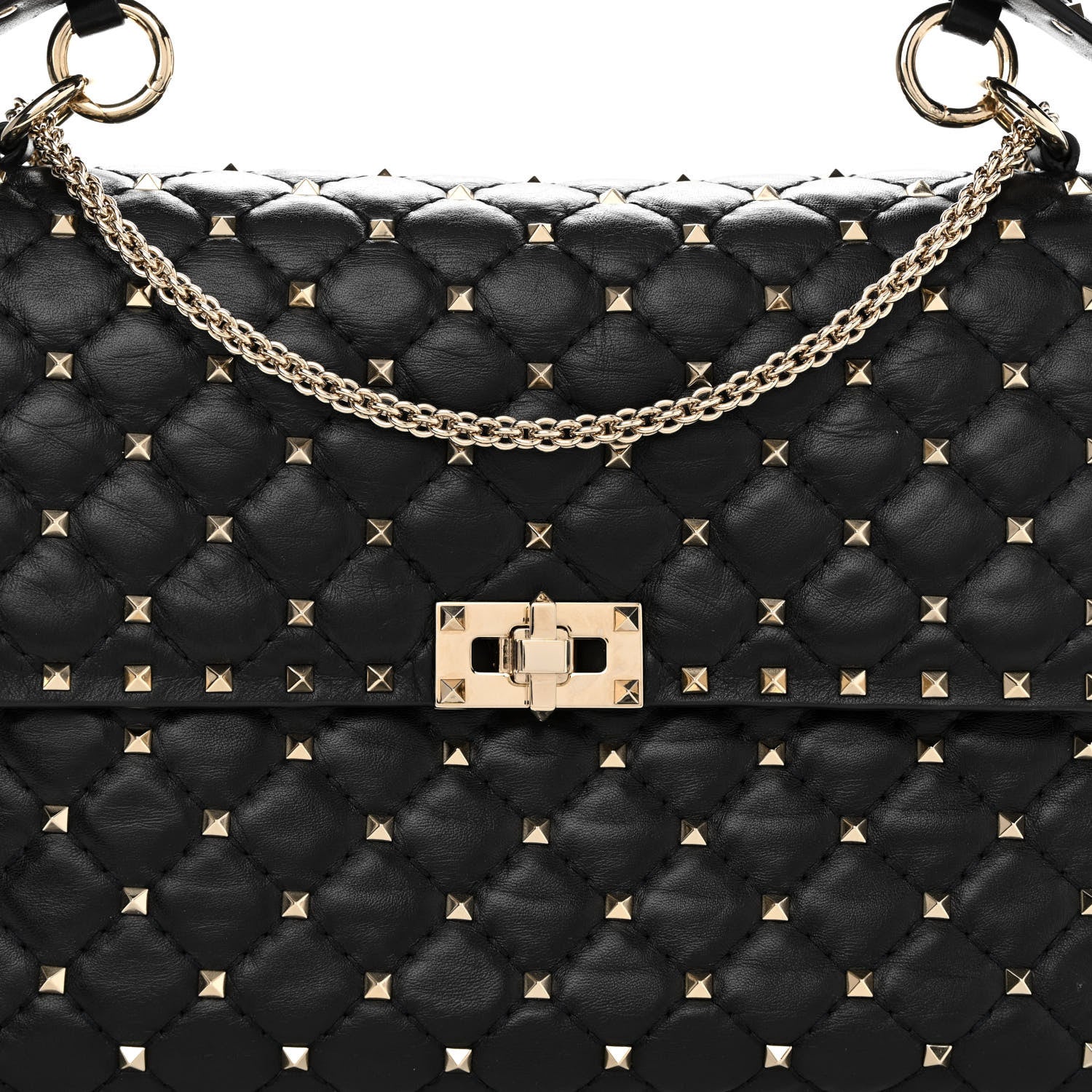 Valentino Garavani Lambskin Large Rockstud Spike Shoulder Bag Black 8 of 11