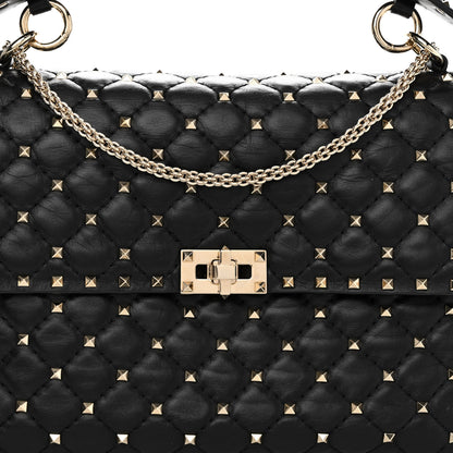Valentino Garavani Lambskin Large Rockstud Spike Shoulder Bag Black 8 of 11