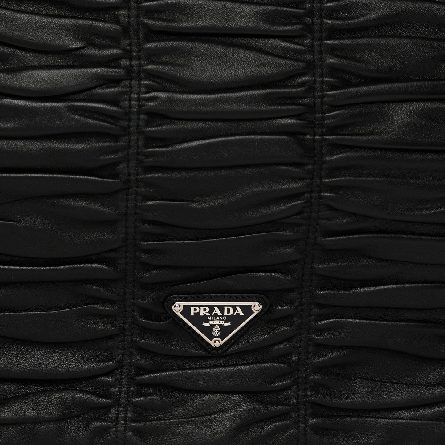 Nappa Dressy Gaufre Ruched Flap Clutch Black