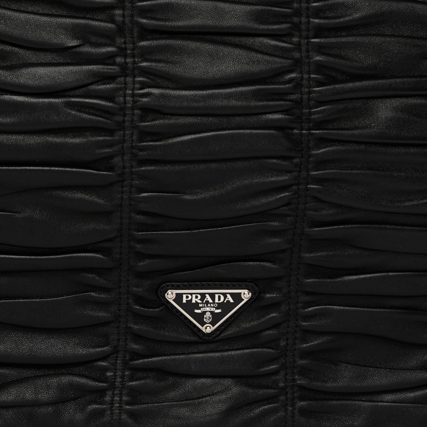 Prada Nappa Dressy Gaufre Ruched Flap Clutch Black 7 of 7