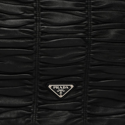 Prada Nappa Dressy Gaufre Ruched Flap Clutch Black 7 of 7