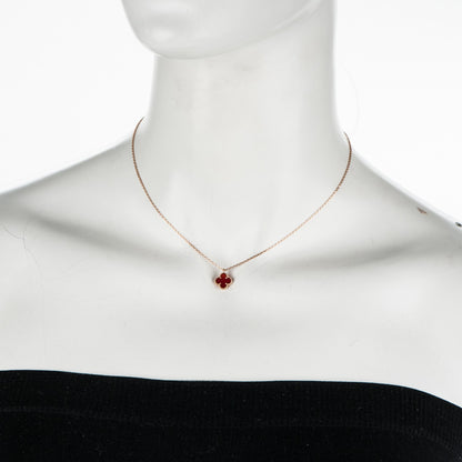 Van Cleef & Arpels 18K Rose Gold Carnelian Sweet Alhambra Pendant Necklace 2 of 7