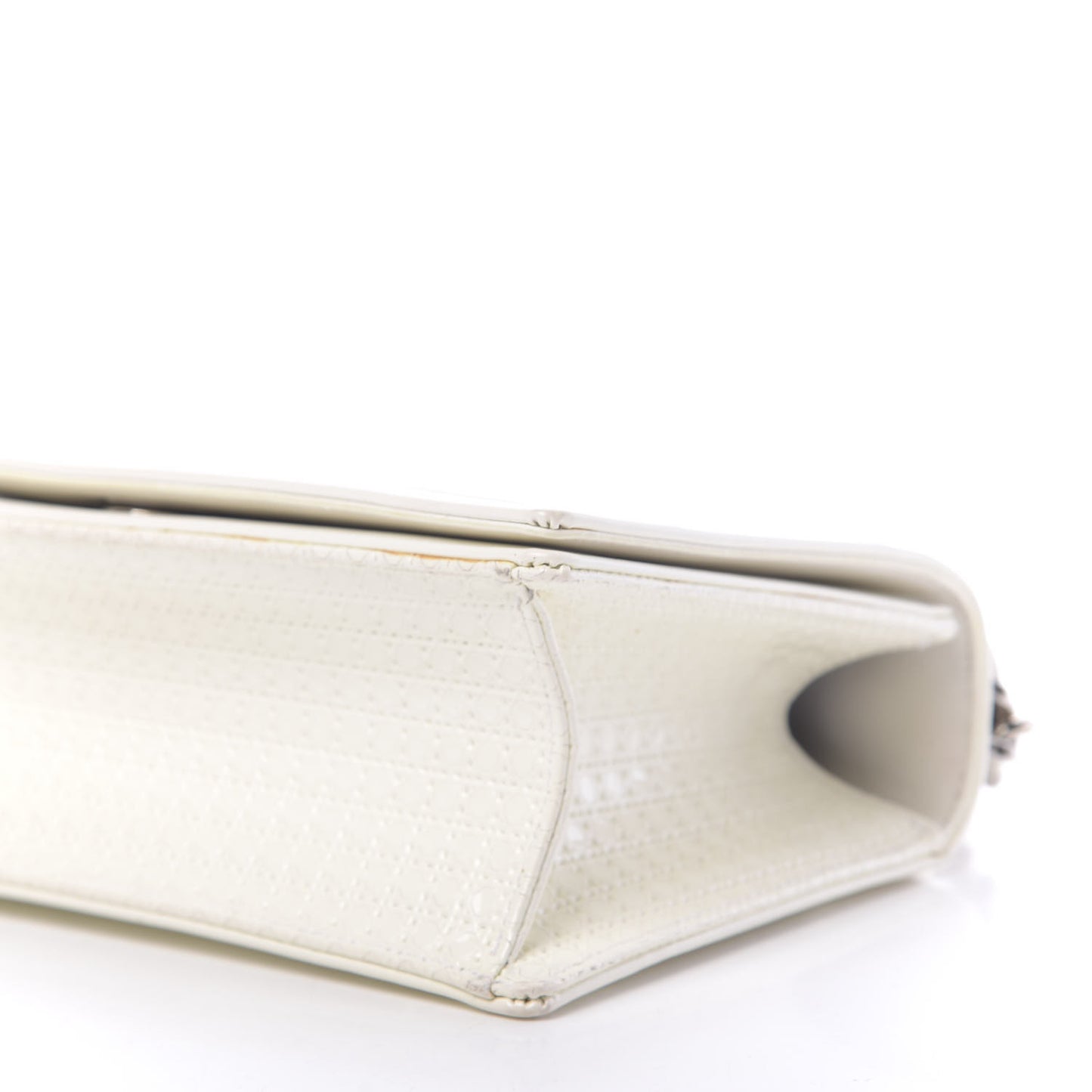 Patent Micro-Cannage Small Diorama Flap Bag White