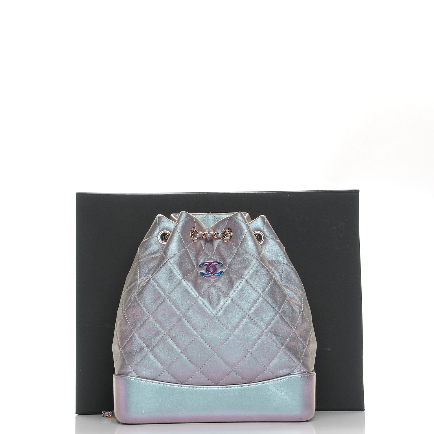 Chanel Iridescent Lambskin Calfskin Quilted Gabrielle Backpack Light Purple 9 of 9