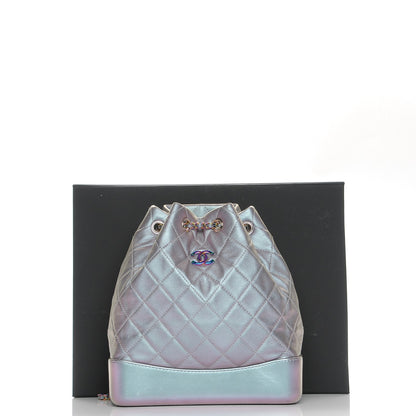 Chanel Iridescent Lambskin Calfskin Quilted Gabrielle Backpack Light Purple 9 of 9
